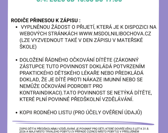 Zápis do MŠ- 9.4. 2026